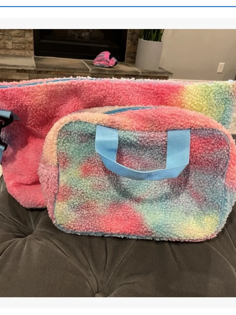 Iscream Rainbow Sherpa Overnight Duffel Bag & Cosmetic Bag